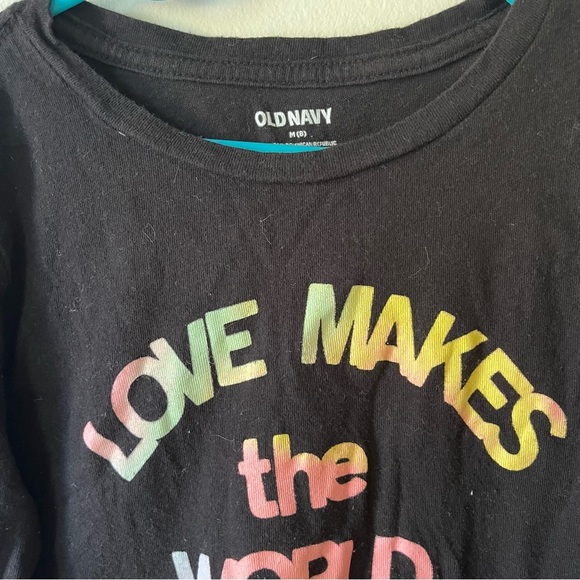 🌼 5/$25 Old Navy Girls Long Sleeve Graphic Tee Shirt Black  Tie Dye Font Size 8 - Picture 3 of 7